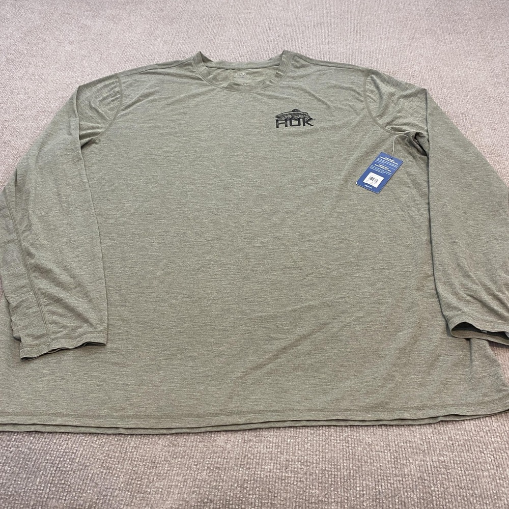 Huk Shirt Mens 3XL Green Drift LS Graphic Crew Long Sleeve Performance Fishing
